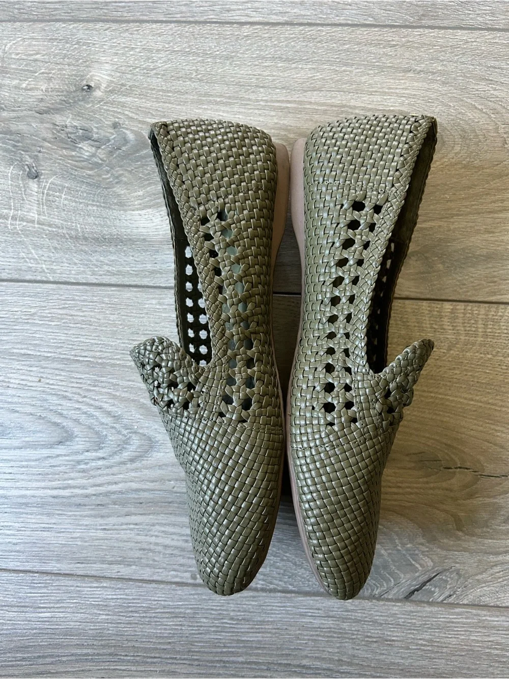 Birdies The Starling Woven Flats Olive Green Size 9.5